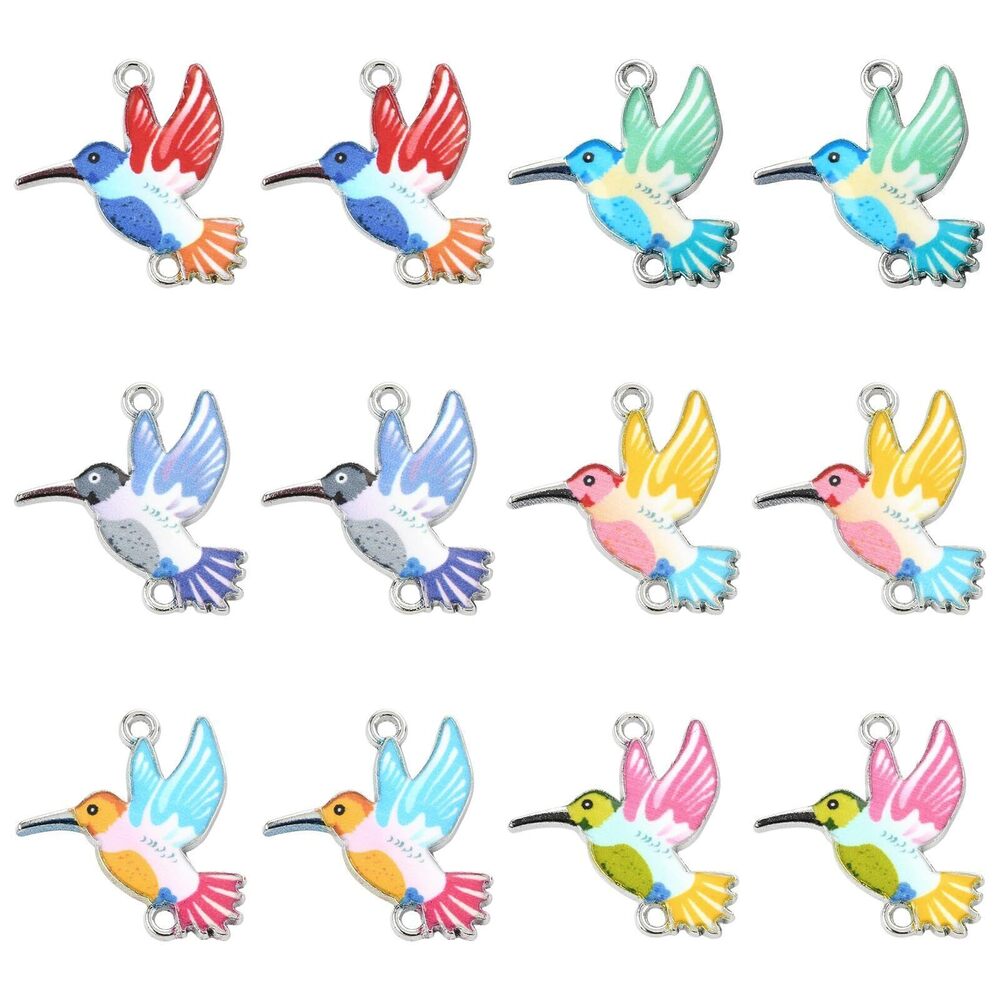 5110 30 pcs 6 Colors Pigeon Theme Alloy Enamel Connector Charms Peace Bird